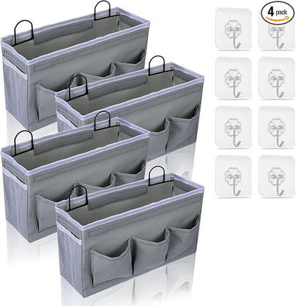 4pcs 3-pockets Wall Hanging Storage Bag, Bedside Caddy Organizer Bags, Bed