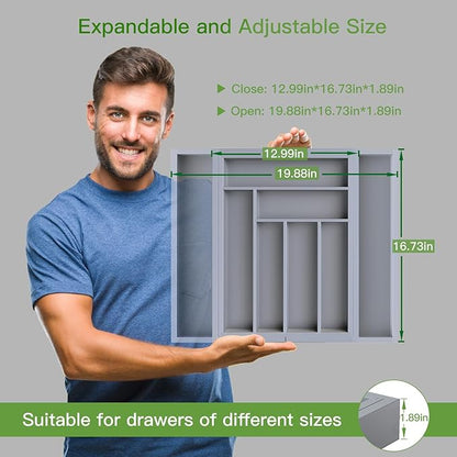 Pipishell Bamboo Expandable Drawer Organizer