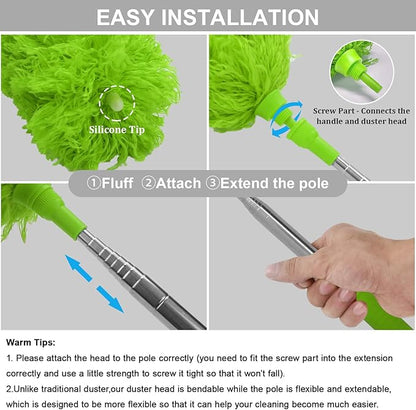 DELUX Microfiber Feather Duster Extendable Duster