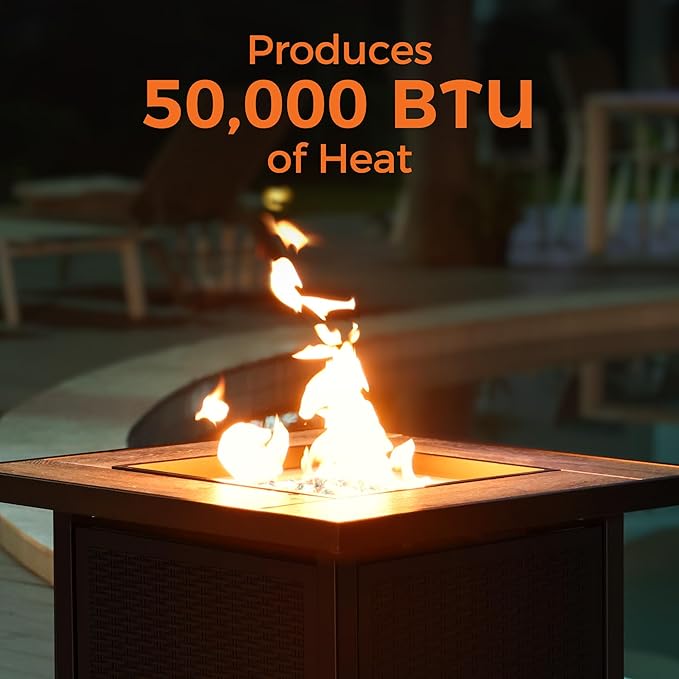 BALI OUTDOORS 50000 BTU Propane Fire Pit for Outdoor, 30 in Fire Pit Table Outdoor, Square Firepits for Outside Backyard, Patio