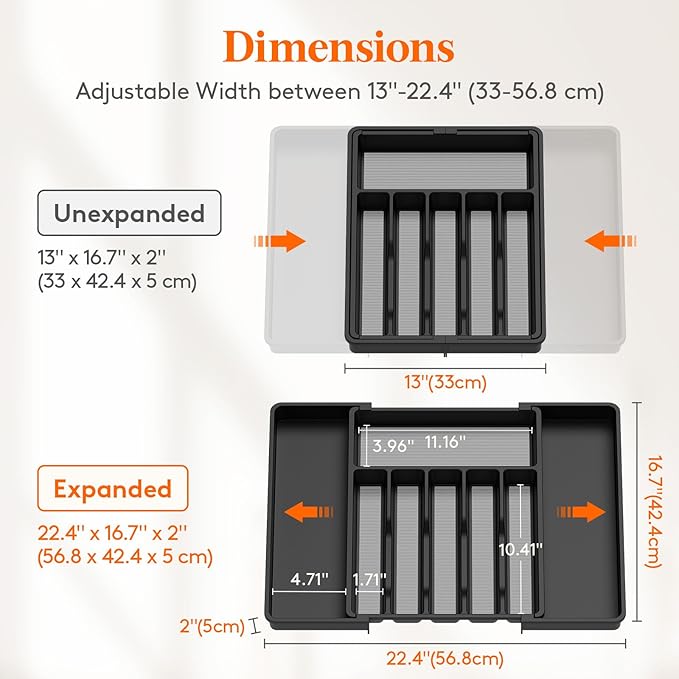 Lifewit Silverware Drawer Organizer, Expandable Utensil Tray