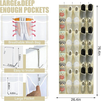 Windyun 40 Over the Door Shoe Organizer Large Breathable Mesh Pockets Hanging