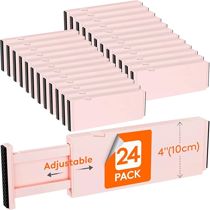 Lifewit 24 Pack Drawer Dividers 4" High 28-43.5cm/11-17" Adjustable Drawer