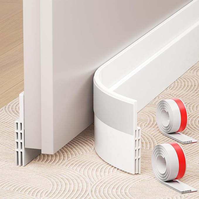 Hojoy 2 Pack Under Door Draft Stopper, Adjustable Door Sweep Anti-Collision
