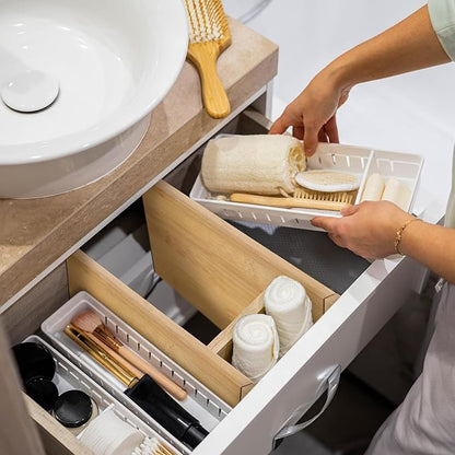 8 Pcs Deep Bamboo Drawer Dividers, Deep Kitchen Dresser Drawer Organizer