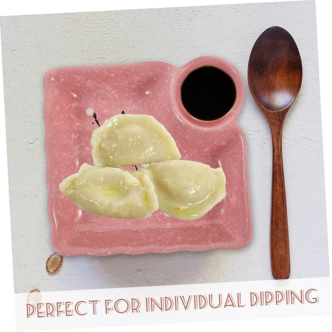 DECHOUS Creative Pink Dipping Bowl Ceramic Appetizer Plates for Sauces Seasonings and Condiments Home Restaurants and Catering Easy to Clean