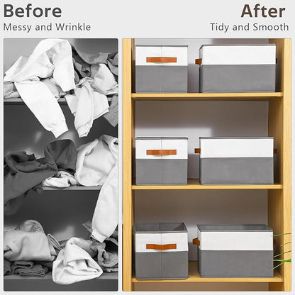 8 Pack Large Storage Bins with Handle, Collapsible Storage Basket