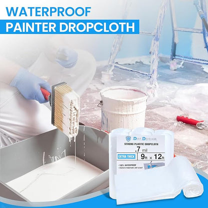 Dirt Defence Plastic Drop Cloth, 9x12 Ft Plastic Sheeting