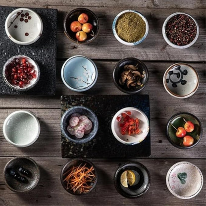 Appetizer Plates Ceramic Dipping Bowls, Soy Sauce Dipping Bowls, Side Seasoning Dish for Sauce Side Dish for Condiment(Black)