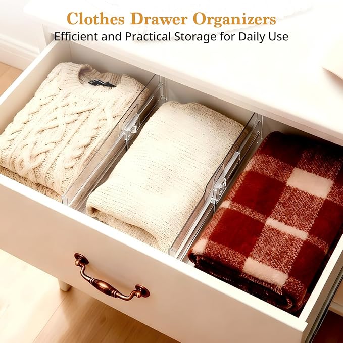 6 Pack Drawer Dividers for Clothes, Kitchen Utensils