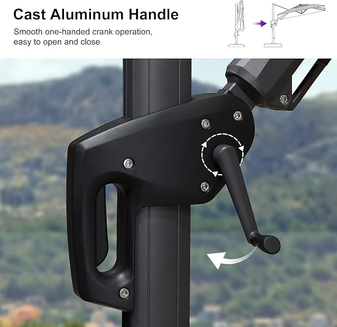 PURPLE LEAF 8' X 8' Tilting Patio Umbrella with Base Outdoor Cantilever Swivel Square Umbrella with Tilt Aluminum Offset Umbrella with 360-degree Rotation for Garden Deck Pool Patio Light Grey