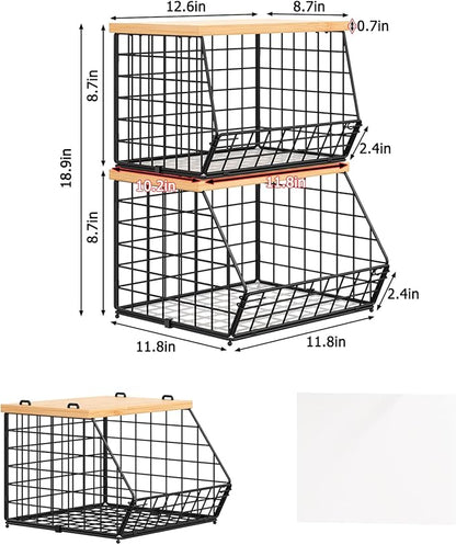 2 Set Stackable Wire Basket