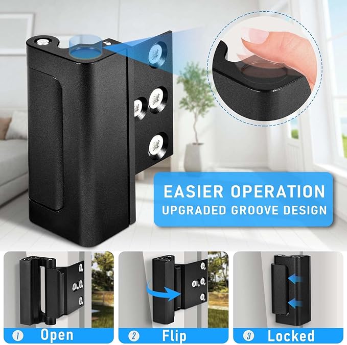 6Pack Home Security Door Reinforcement Lock, Childproof Safety Door Lock Latch