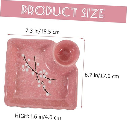 Healifty Ceramics Sauce Dish Pink Dipping Bowl Appetizer Plates for Home Restaurants Catering Easy to Clean Heat and Acid Resistant Condiment Serving Dish