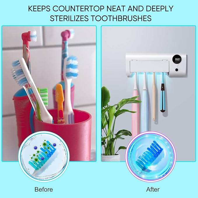 StarWin UV Toothbrush Cleaner, Timer Function, Rechargeable Tooth Brush Holder