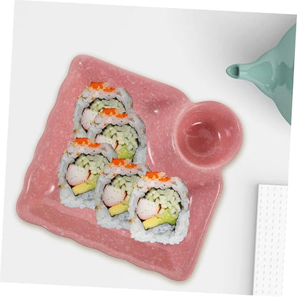 Healifty Ceramics Sauce Dish Pink Dipping Bowl Appetizer Plates for Home Restaurants Catering Easy to Clean Heat and Acid Resistant Condiment Serving Dish