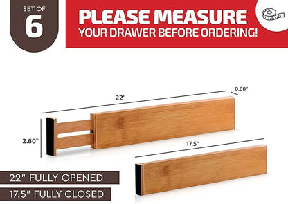 6 Pack Bamboo Drawer Dividers