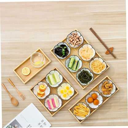 Japanese Ceramic Snack Dish Set 6-Piece Stylish Appetizer Plates Divided Sauce and Seasoning Bowls for Home Dining for Dipping Serving Desserts and Snacks