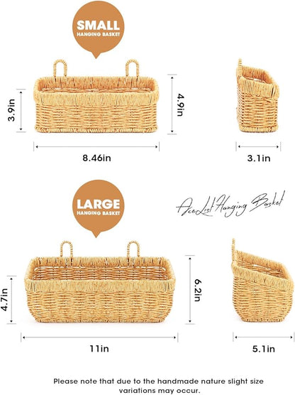 AceList Wall Hanging Basket, Boho Style Hand-Woven Hanging Storage Baskets