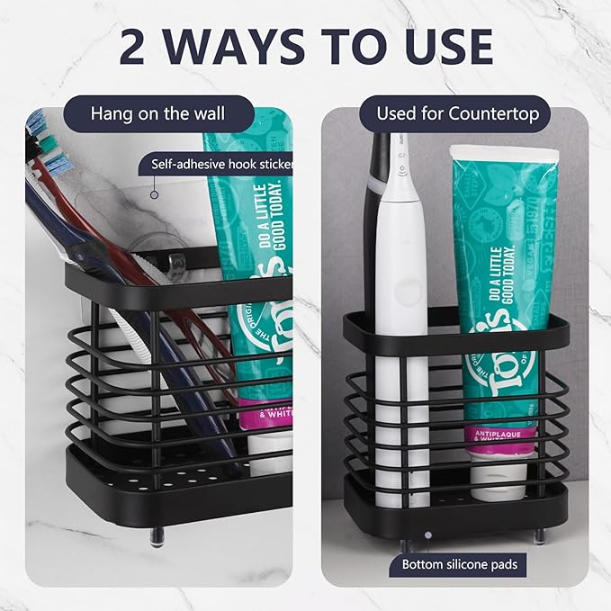 Wall Mount Toothbrush Holder for Bathroom, Stainless Steel Rustproof Toothbrush