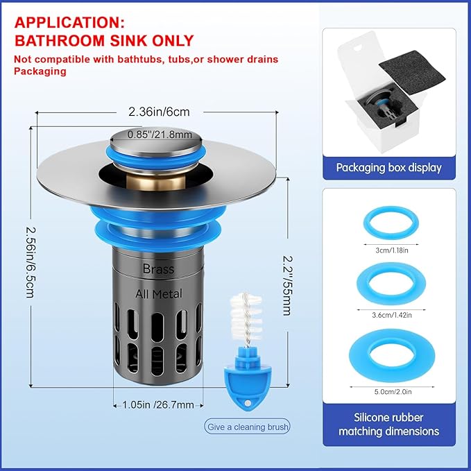 Bathroom Sink Stopper, Pop Up Drain