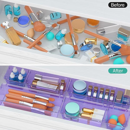 WOWBOX 9 Pack Clear Drawer Organizer Set, Acrylic Drawer Storage Trays