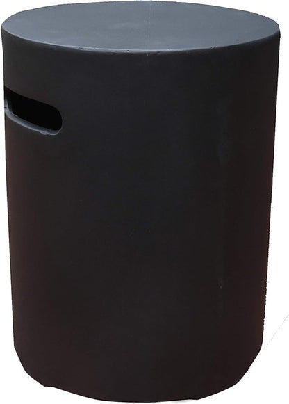AMS Fireplace | Elementi 20lb Propane Tank Cover (Cylinder Smooth - Black) | GFRC, Black Color, Round Shape, Size - 15.7 x 15.7 x 20 inches | Suited for Propane Tank Fire Pit