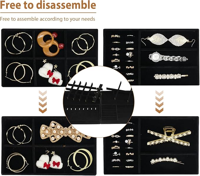 Cirhy 4 Stackable Jewelry Trays Organizer Set
