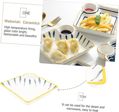 Luxshiny Japanese Ceramic Snack Serving Plate Dipping Saucer Food Dish Waterproof and Microwave Safe for Breakfast Sushi and Appetizers