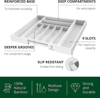 ROYAL CRAFT WOOD Luxury Bamboo Kitchen Drawer Organizer