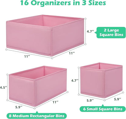 Drawer Clothing Organizer 16-Pack, Fabric Folding Wardrobe Organizer