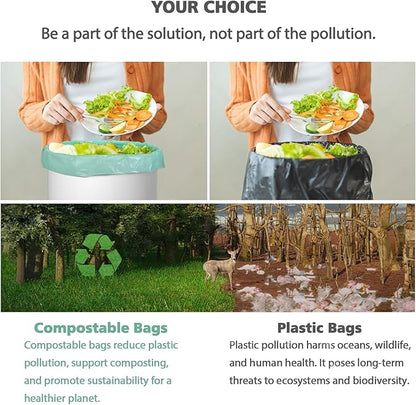 Compostable Trash Garbage bags, AYOTEE 13-15 Gallon Tall Kitchen Trash Bags