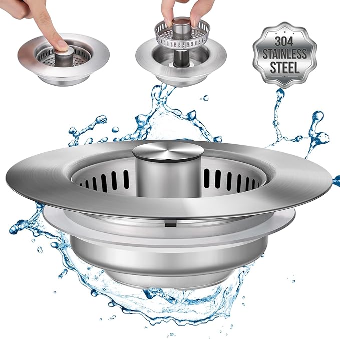 Upgraded 3 in 1 Kitchen Sink Drain Strainer