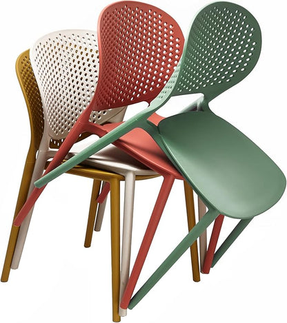 2xhome Set of 3 Patio Dining Chairs | Modern Stackable Outdoor Pool Side Chair | Weather Resistant Plastic for Yard, Porch, Balcony, Kitchen, Green