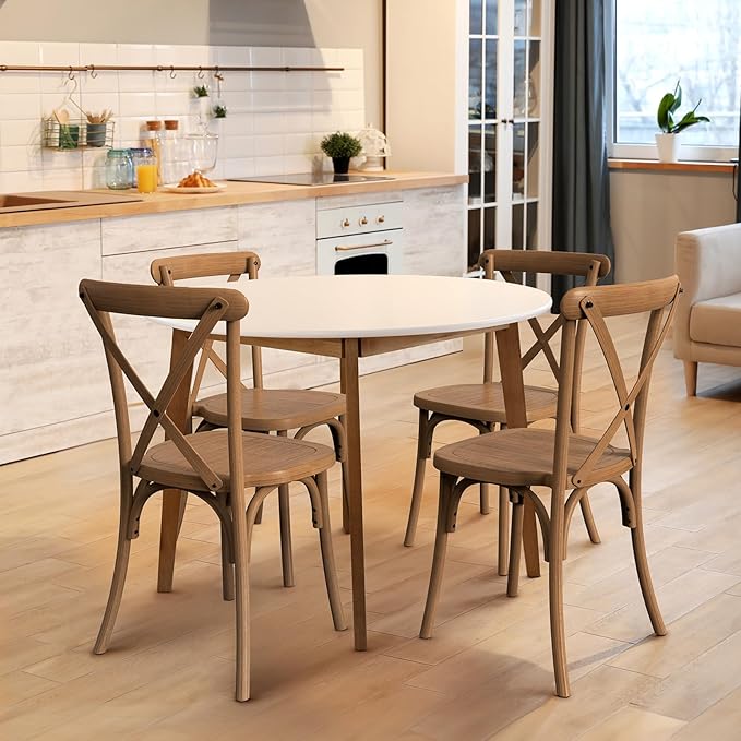 VINGLI Plastic Outdoor Dining Chairs Set of 6, Stackable Patio Farmhouse Brown Dining Chairs with X Back, Waterproof Kitchen & Dining Room Chairs for Indoor-Outdoor, Capacity 400 lbs