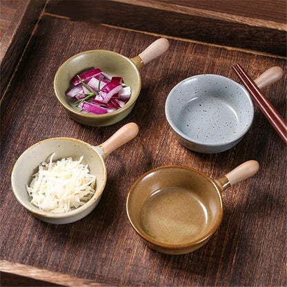Appetizer Plates Ceramic Appetiser Dishes Ketchup Side Dish Condiment Relish Plate with Grip Handle for Condiment