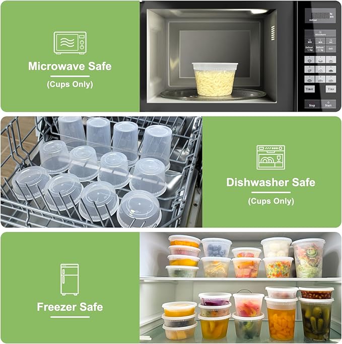 60 Sets Deli Containers with Lids 16 oz, Leak-Proof & BPA Free Airtight Takeout