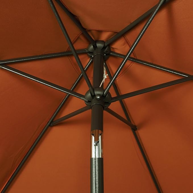 Blissun 7.5 ft Patio Umbrella, Yard Umbrella, Outdoor Market Umbrella with Push Button Tilt Crank, Rust