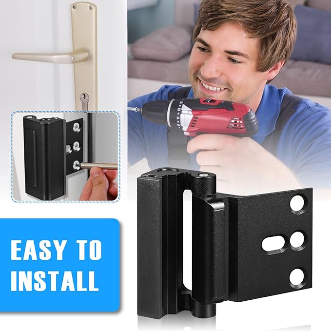 4Pack Home Security Door Reinforcement Lock, Childproof Safety Door Lock Latch