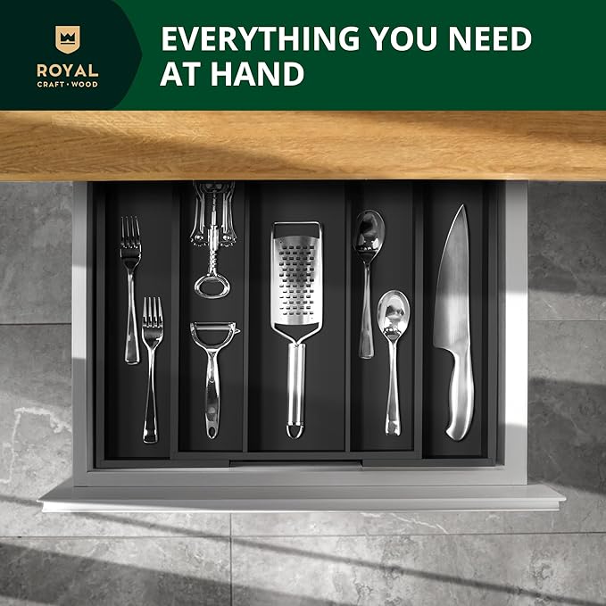 ROYAL CRAFT WOOD Luxury Bamboo Kitchen Drawer Organizer