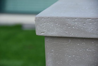 AMS Fireplace | Elementi Tall Light Grey Square Travertine Propane Tank Cover | Concrete GFRC Base | Dimensions: 17.7 x 17.7 x 24.4 inches | Complement Hampton, and Others Fire Pit Tables Perfectly