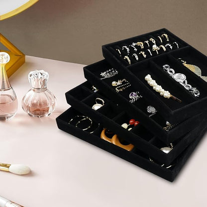 Cirhy 4 Stackable Jewelry Trays Organizer Set