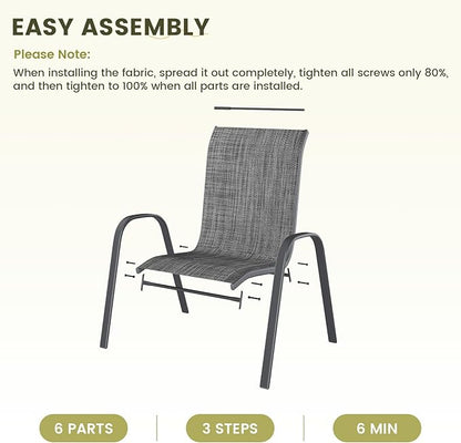 UDPATIO Patio Chairs Set of 8, Stackable Outdoor Dining Chairs with High Back, Breathable Textilene Fabric Outdoor Chair All Weather, 350LBS Capacity for Garden, Backyard (Dark Grey)