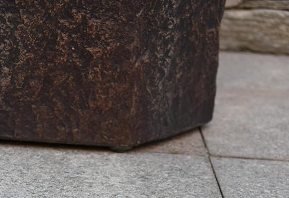 AMS Fireplace | Elementi 20lb Propane Tank Cover (Columbia Style) | High-Performance Cast Concrete, Brown Color, Hexagon Shape, Size - 18.5" x 15" x 24.4" inches | Suited for 20 lb Propane Tank