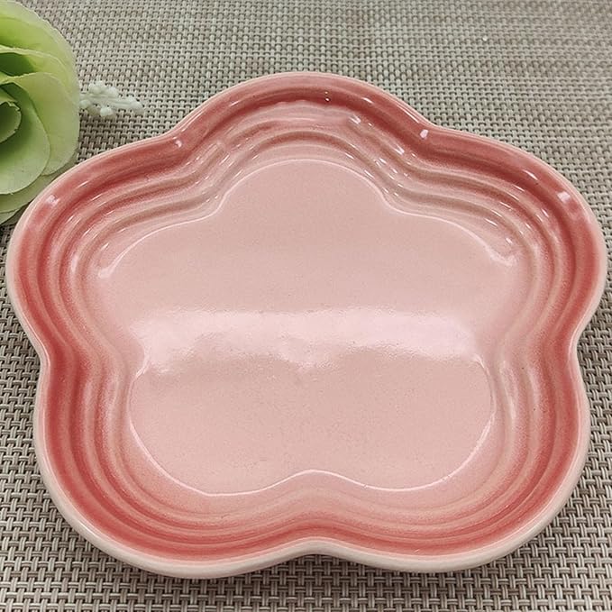 Small Ceramics Dish in Elegant Plums Blossoms Styles Multiple Color Appetizer Plates Perfect for Kitchen Dining Setting Flower Dish