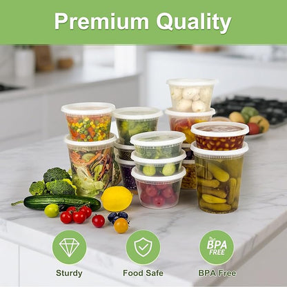60 Sets Deli Containers with Lids 16 oz, Leak-Proof & BPA Free Airtight Takeout