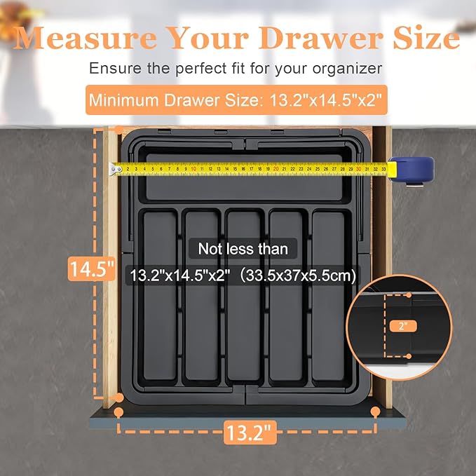 Silverware Organizer Expandable Kitchen Utensil Drawer Organizer Large BPA Free
