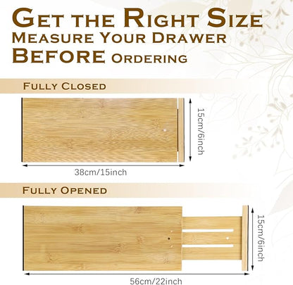 8 Pcs Deep Bamboo Drawer Dividers, Deep Kitchen Dresser Drawer Organizer