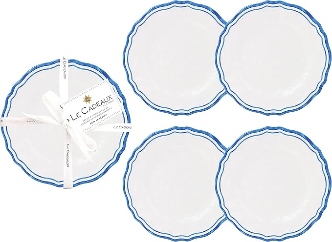 Le Cadeaux Melamine 6 inch Appetizer Plates, Set of 4, Maison