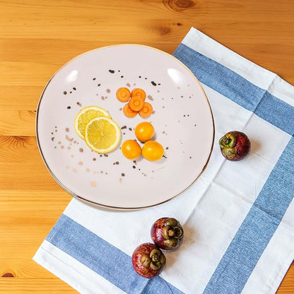 Happyyami Ceramic Serving Plate Nordic Style Irregular Speckled Dessert Dish Home Appetizer Salad Tray for Kitchen Dining